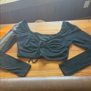 Aeropostale Black Long Sleeve Crop Top